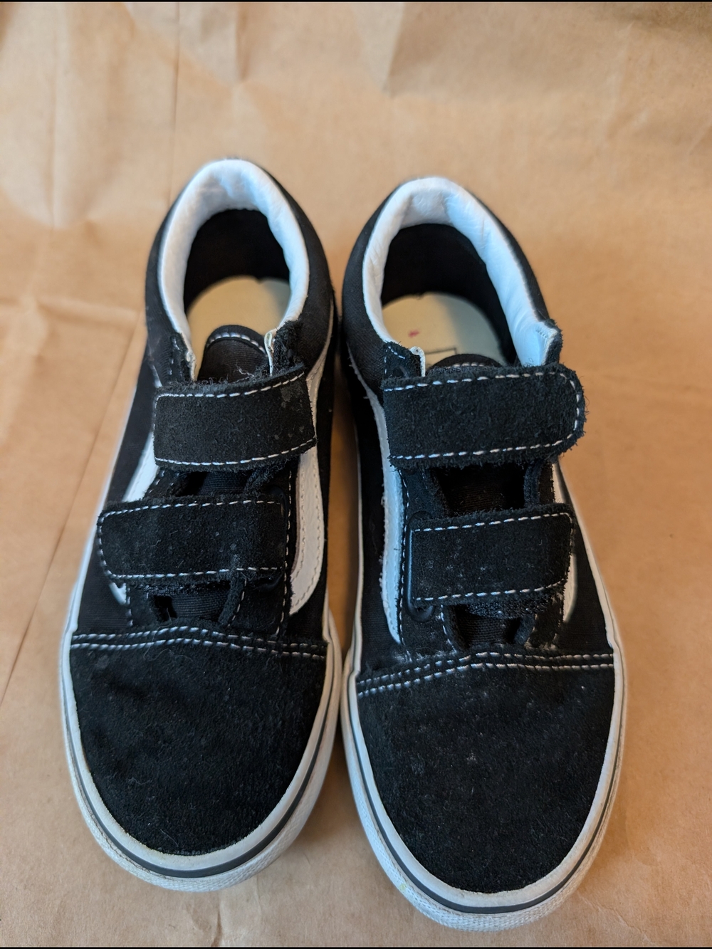 Vans Kids Black & White Velcro Skate Shoes
